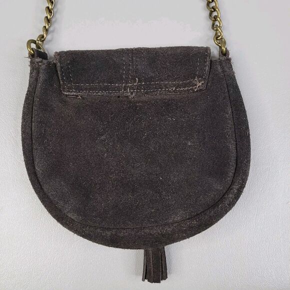 American Eagle Outfitters Brown Suede Leather Boho Hippie Tassel Crossbody Mini - Picture 4 of 11